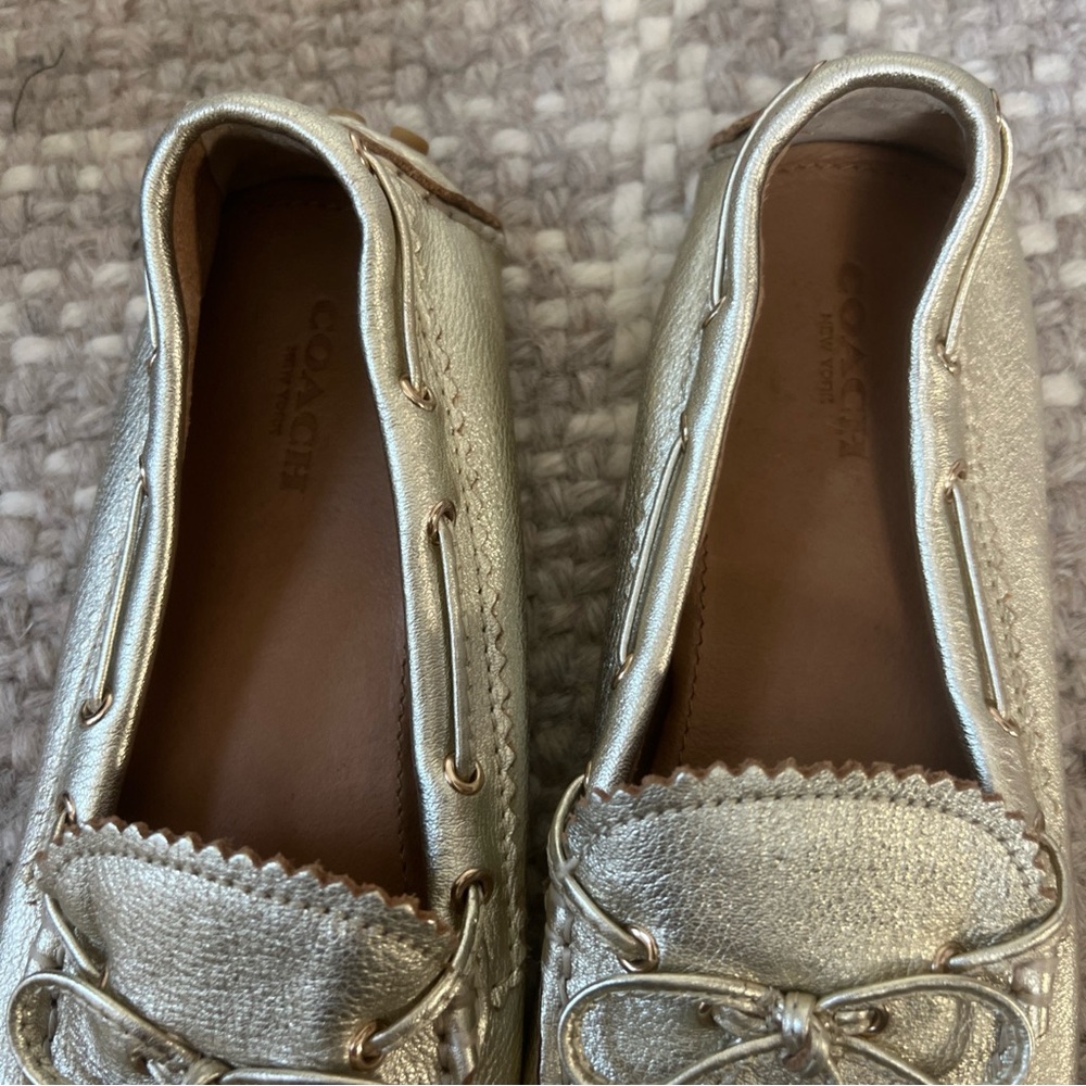 Coach 7 Nadia Gold Driving Loafer Slip On Moccasin Soft Leather Tassel - Picture 8 of 10